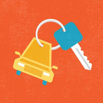 a car holding a key 