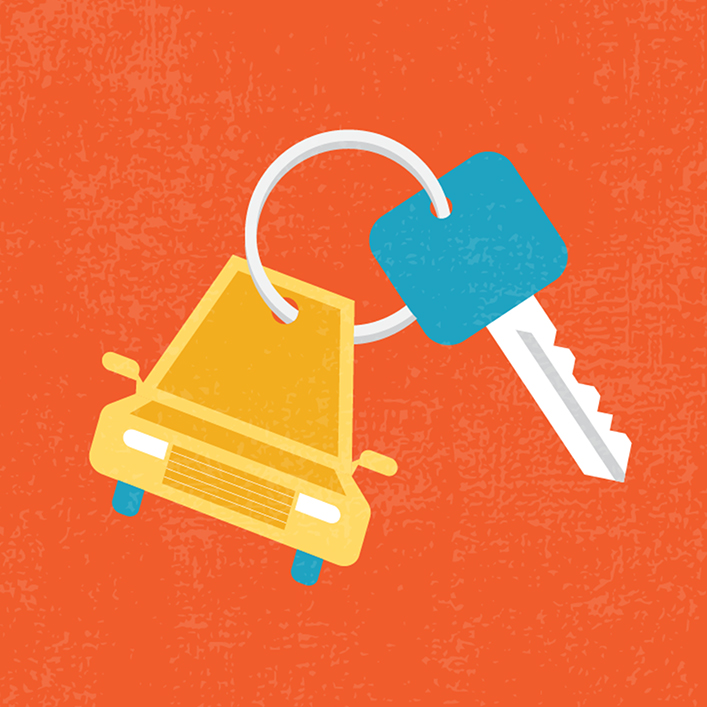 a car holding a key 