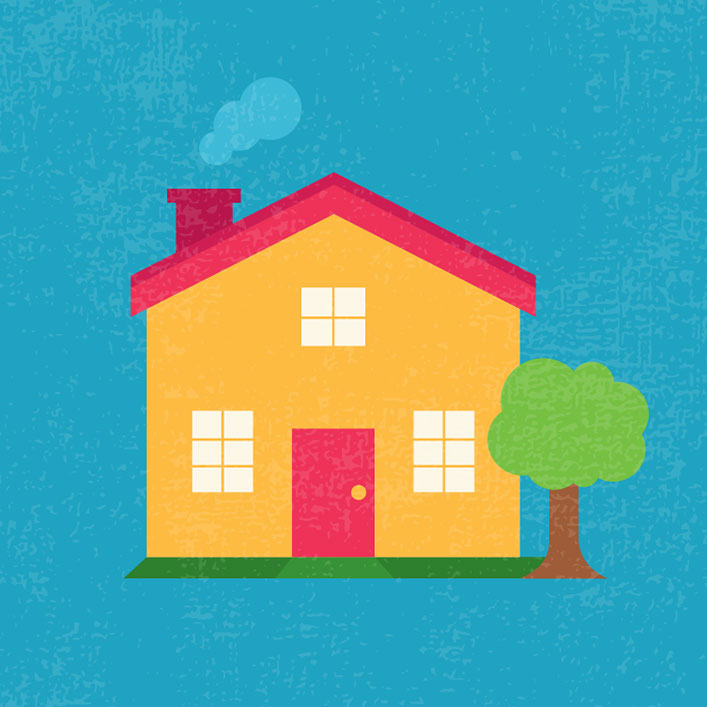 house image having a tree beside